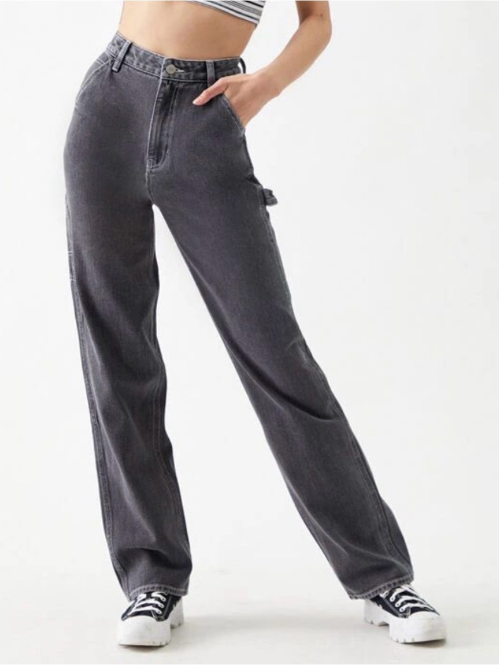 PacSun 90's BF Carpenter High Rise Black Denim Jeans Women’s Size 27 Grunge, - Picture 2 of 13
